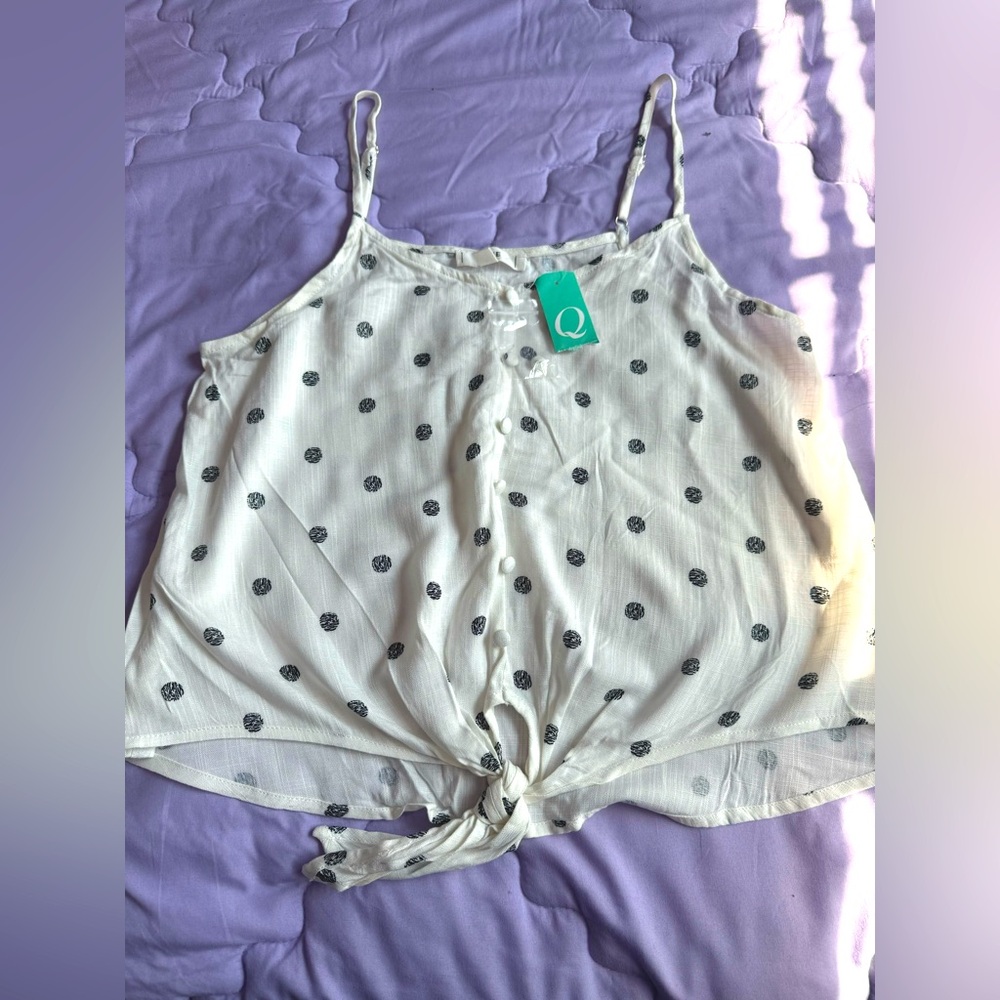 Top shirt white/black dots